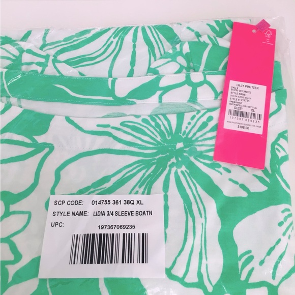 Lilly Pulitzer Dress Lidiya Boat Neck Spearmint Oversized Kiss My Tulips - Picture 8 of 12